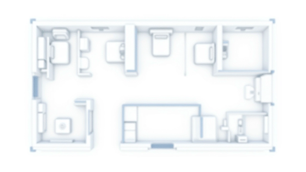 Draufsicht auf einen Wohnungsplan mit eingezeichneter Route durch die Räume