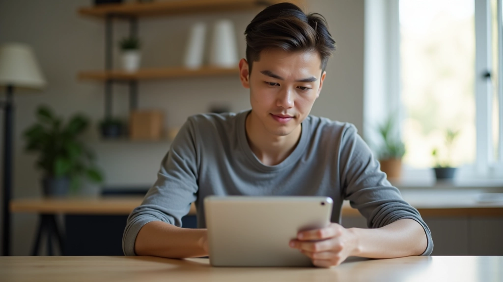 Person macht Gehirnjogging-Übungen auf Tablet