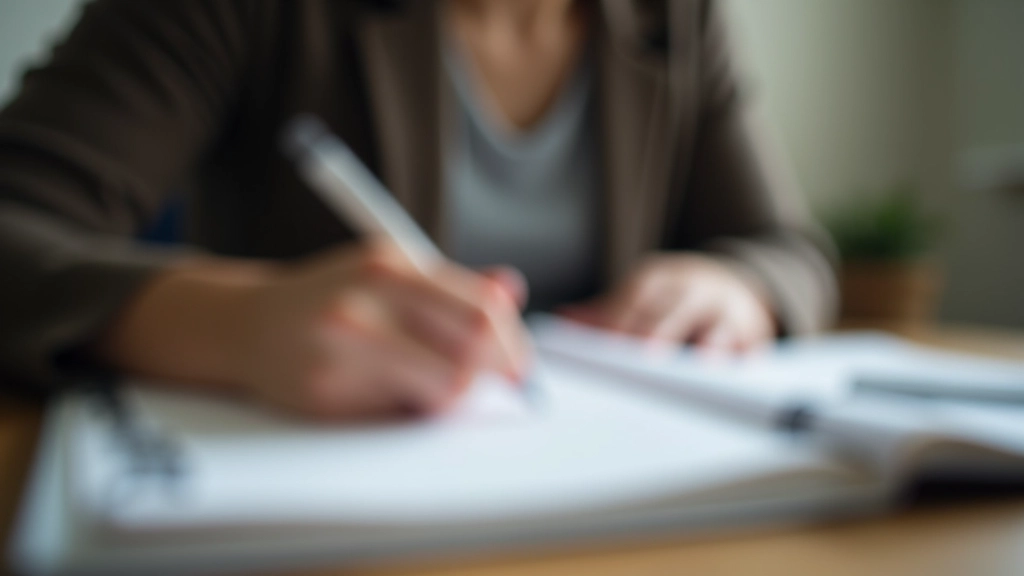 Nahaufnahme einer Person, die mit Gedächtnistrainingsmaterialien und Notizen arbeitet