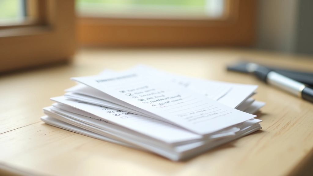 Mnemotechniken-Karteikarten liegen auf einem Schreibtisch mit Stift